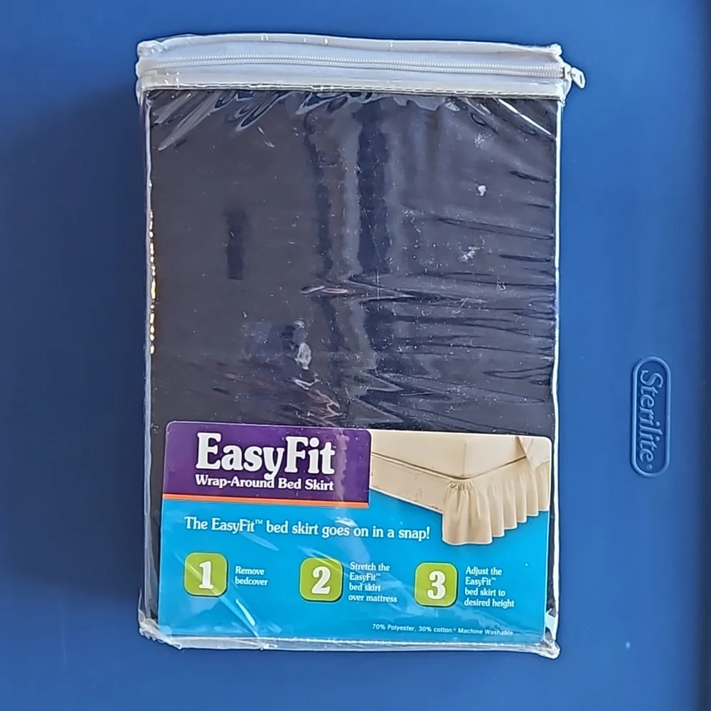 Adjustable Bed Skirt Dust Ruffle Navy Blue